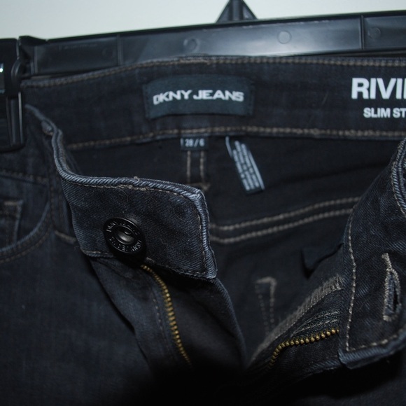 DKNY Black Slim Straight Crop Jeans w/raw hem. Never worn. Does not have tags. - Picture 4 of 5